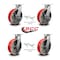 Service Caster 10 Inch Heavy Duty Red Poly on Cast Iron Caster Swivel Locks 2 Brakes, 4PK SCC-KP92S1030-PUR-RS-SLB-BSL-2-BSL-2 - alternate 1